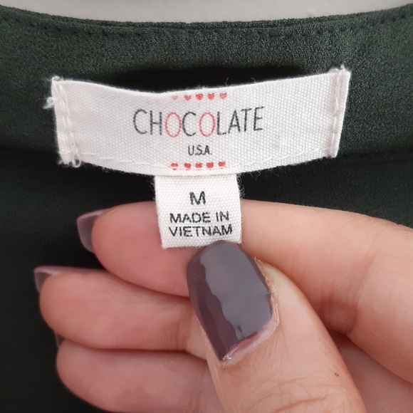 Green Crep Women's Button Down Shirt - Picture 2 of 3